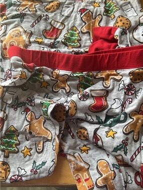 Little Sleepies Gray Holiday Gingerbread Pajama Bottoms with Red Waistband